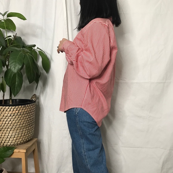 SOLD Vintage 80s 90s pin striped minimalist blouse - Picture 4 of 10